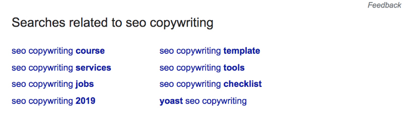 keywords at the bottom of google search