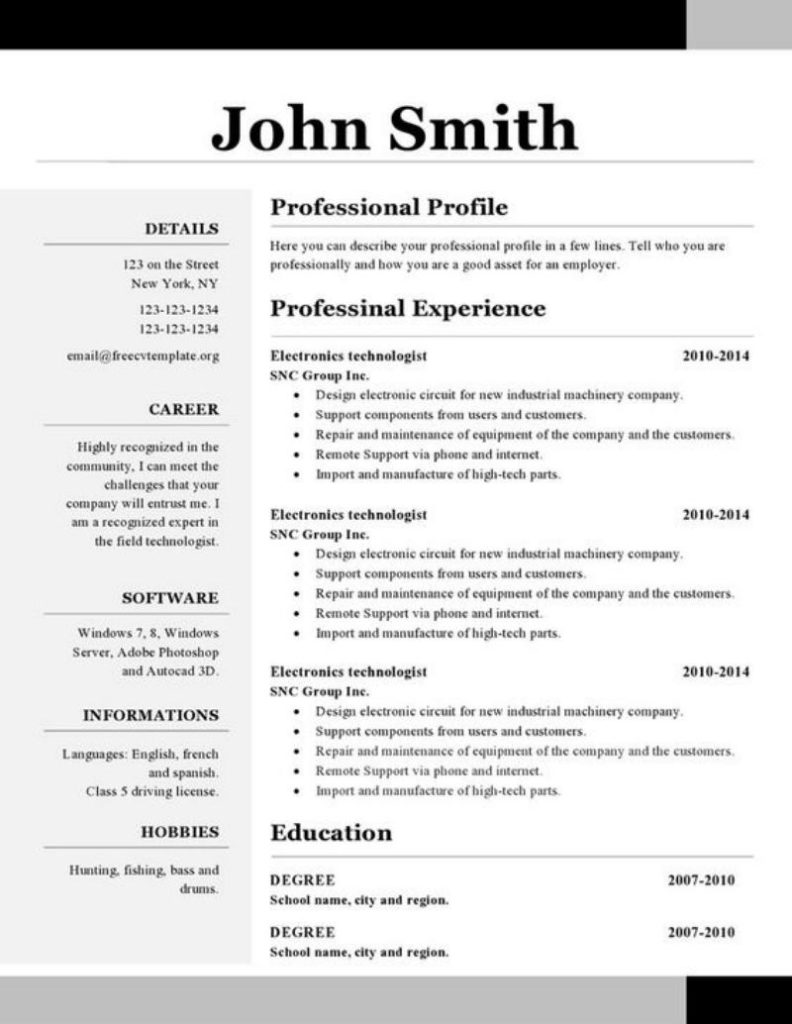 simple resume style