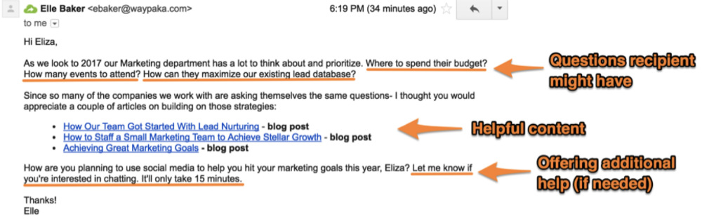 email marketing example